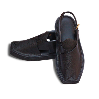 Jet Black – Daanedar Pure Leather Handmade Kaptaan Chappal